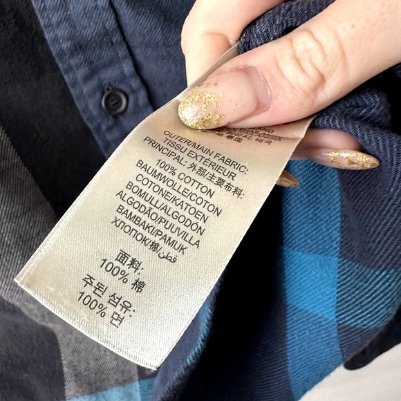 Burberry Brit Plaid Flannel Button Down Shirt Blue - Picture 3 of 4